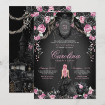 Gotische Prinses Halloween Roze Zwart Quinceanera