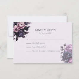 Gotische pruim bloem bruiloft RSVP kaart