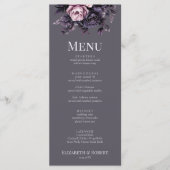 Gotische pruimen bloemige trouwmenu menu (Voorkant)