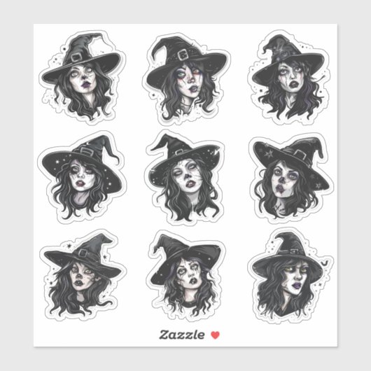 Gotische Punk Halloween Heks Sticker (Vel)