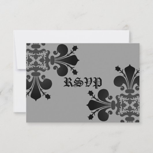 Gotische punk koninklijke fleur de lis rsvp zwart  (Voorkant)