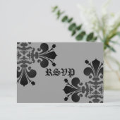Gotische punk koninklijke fleur de lis rsvp zwart  (Staand voorkant)