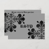 Gotische punk koninklijke fleur de lis rsvp zwart  (Voorkant / Achterkant)