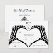 Gotische QR-code skelet handen tot de dood bruilof RSVP Kaartje (Voorkant / Achterkant)