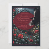 Gotische Quinceanera Dark Red Rose Garden & Raven Kaart (Voorkant)