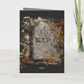 Gotische  R.I.P. grafsteen en herfstbladeren Kaart (Achterkant)