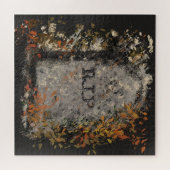 Gotische  R.I.P. grafsteen en herfstbladeren Legpuzzel (Horizontaal)