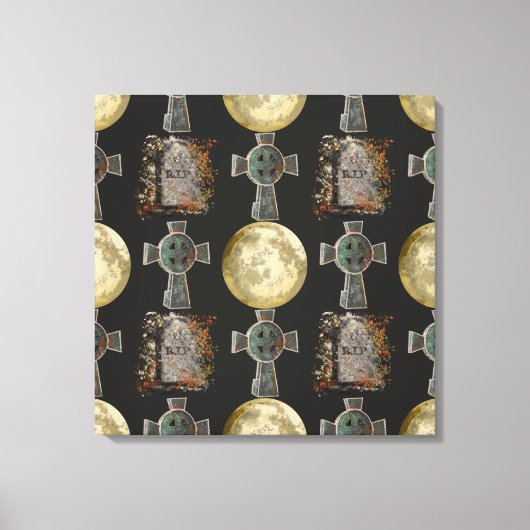 Gotische R.I.P. Hoofdsteen Keltisch Kruis Volle Ma Canvas Afdruk (Voorkant)