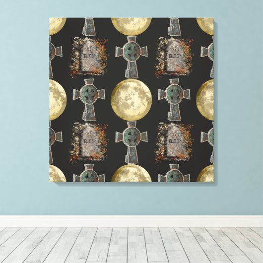 Gotische R.I.P. Hoofdsteen Keltisch Kruis Volle Ma Canvas Afdruk (Insitu (Houten vloer))