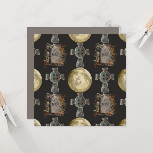 Gotische R.I.P. Hoofdsteen Keltisch Kruis Volle Ma Kaart (Voorkant / Achterkant in situ)