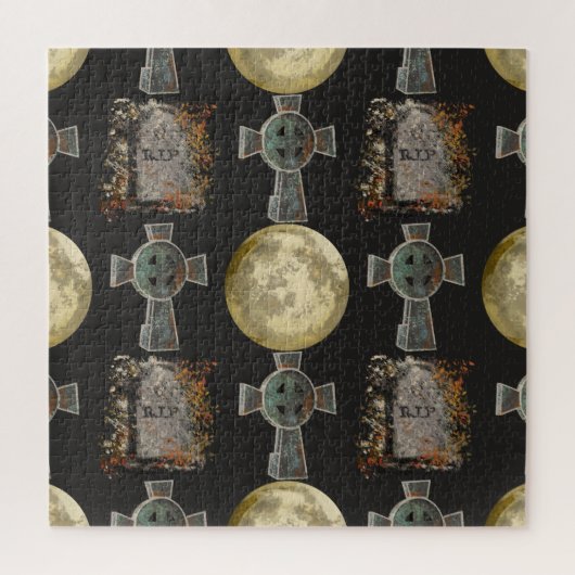 Gotische R.I.P. Hoofdsteen Keltisch Kruis Volle Ma Legpuzzel (Verticaal)