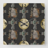 Gotische R.I.P. Hoofdsteen Keltisch Kruis Volle Ma Vierkante Klok (Voorkant)