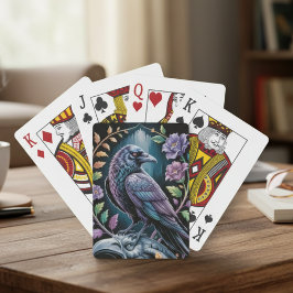 Gotische Raaf Bloemrijke Donkere Academische Stijl Pokerkaarten