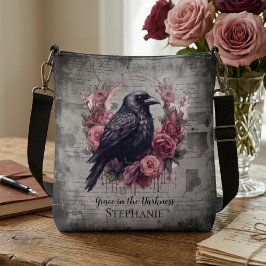 Gotische Raaf en Roze Rozen Donkere Academie Crossbody Tas