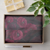 Gotische raaf met donkerrode klaprozen decoupage tissuepapier (Geschenk)