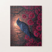 Gotische raaf met donkerrode klaprozen legpuzzel (Verticaal)