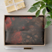 Gotische raaf met donkerrode rozen decoupage tissuepapier (Geschenk)
