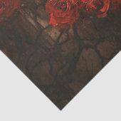 Gotische raaf met donkerrode rozen decoupage tissuepapier (Detail)