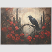 Gotische raaf met donkerrode rozen decoupage tissuepapier (Voorkant)