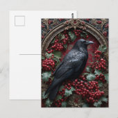 Gotische raaf met hulst en bessen briefkaart (Voorkant / Achterkant)