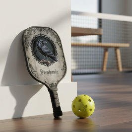 Gotische raaf met naam pickleball paddle