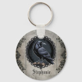 Gotische raaf met naam sleutelhanger (Voorkant)