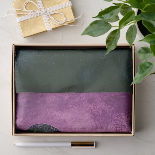 Gotische raaf op grafsteen met Paarse lucht Tissuepapier (Geschenk)