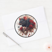 Gotische rat met Rozen en zwarte omtrek Ronde Sticker (Envelop)