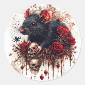 Gotische rat met rozen ronde sticker (Voorkant)