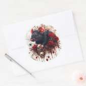 Gotische rat met rozen ronde sticker (Envelop)