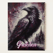 Gotische Raven Crow Bird Painting gepersonaliseerd Planner (Achterkant)
