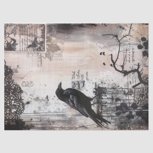Gotische Raven Decoupage Tissuepapier (Voorkant)