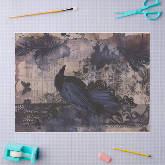  Gotische Raven Decoupage Tissuepapier (Craft)