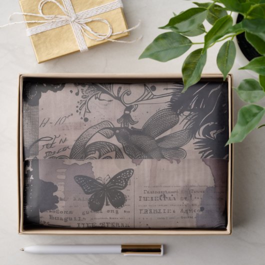  Gotische Raven Decoupage Tissuepapier (Geschenk)