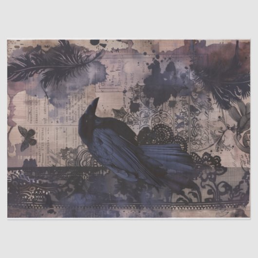  Gotische Raven Decoupage Tissuepapier (Voorkant)