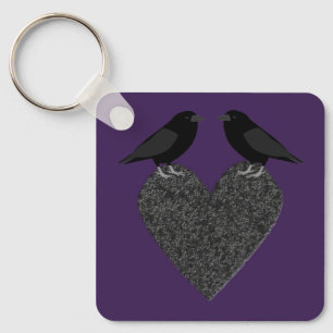 Gotische raven en zwart hart aangepast sleutelhanger