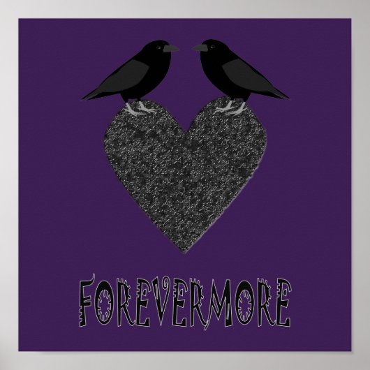 Gotische raven en Zwarte Hart Poster (Voorkant)