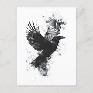 Gotische Raven Illustratie: Rook en Veren Briefkaart