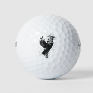 Gotische Raven Illustratie: Rook en Veren Golfballen