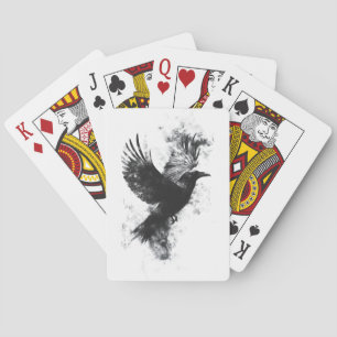 Gotische Raven Illustratie: Rook en Veren Pokerkaarten