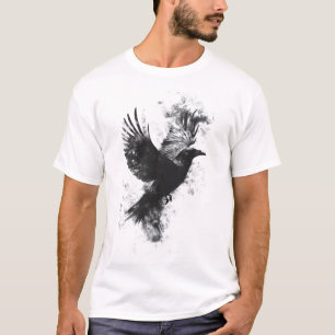 Gotische Raven Illustratie: Rook en Veren T-shirt