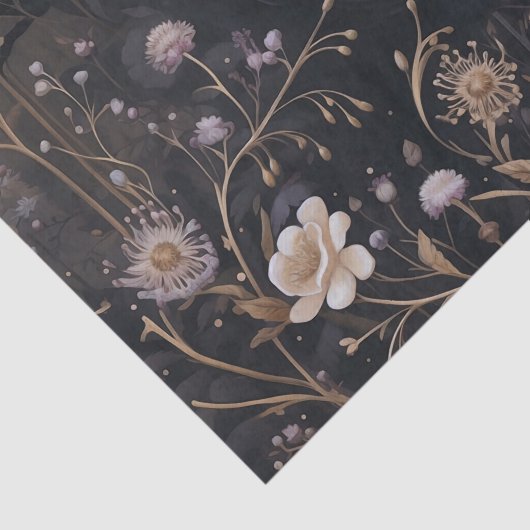 Gotische Raven met Bloemen  Halloween Tissuepapier (Detail)