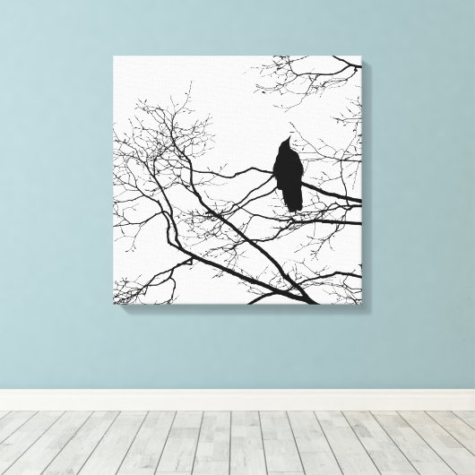 Gotische Raven op een Tree Branch Art Canvas (Insitu (Houten vloer))