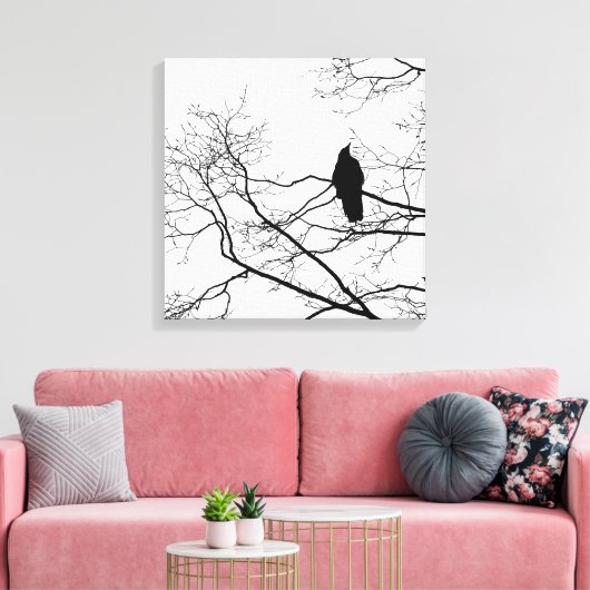 Gotische Raven op een Tree Branch Art Canvas (Insitu (Woonkamer))