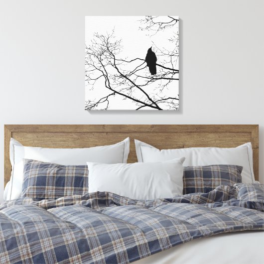 Gotische Raven op een Tree Branch Art Canvas (Insitu (Slaapkamer))