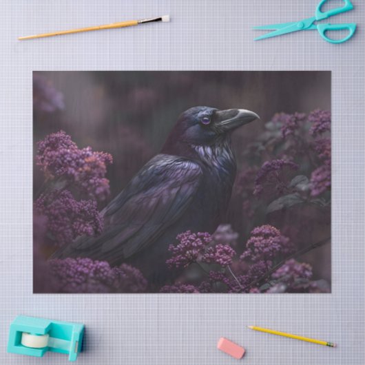 Gotische Raven Paarse Foliage Decoupage Tissuepapier (Craft)