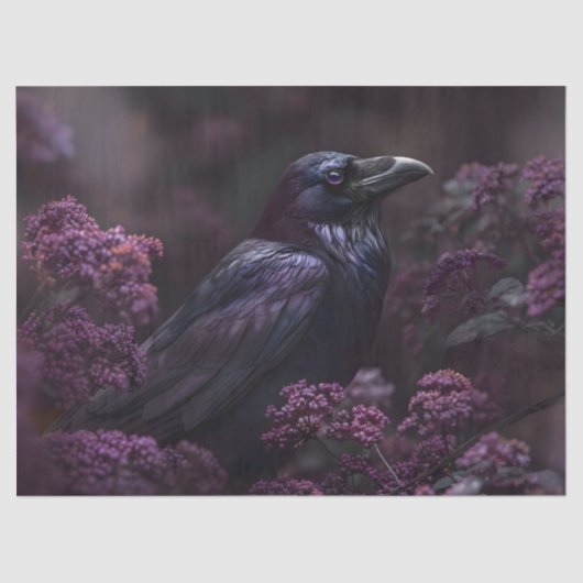 Gotische Raven Paarse Foliage Decoupage Tissuepapier (Voorkant)