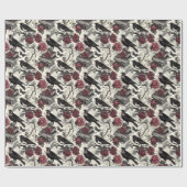  gotische raven, Rozen en boeken Cadeaupapier (Vlak)