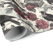  gotische raven, Rozen en boeken Cadeaupapier (Rol Hoek)