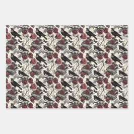  gotische raven, Rozen en boeken Inpakpapier Vel